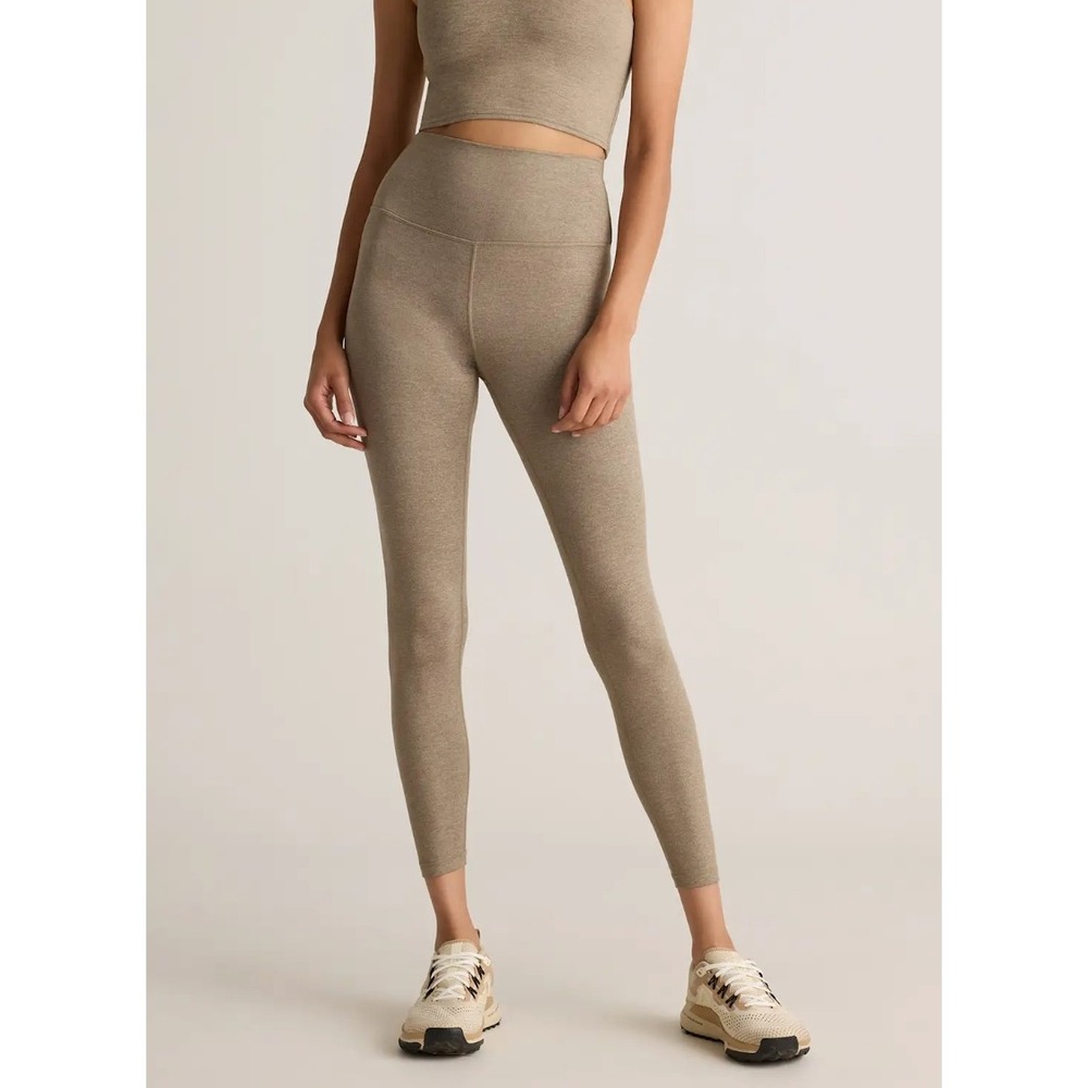 Quince Ultra Soft High Rise Leggings Heather Oatmeal Activewear Womens Size M